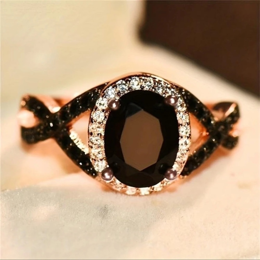 ROSE GOLD PLATED CZ X FASHION RING - Picture 4 of 4